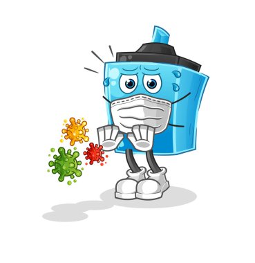 İşaretleyici kalem virüsleri reddediyor. çizgi film maskotu vektörü