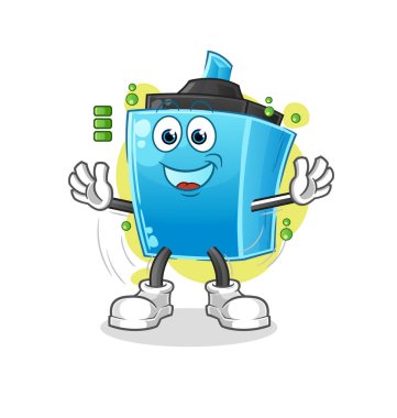 İşaretleyici kalem tam pil karakteri. çizgi film maskotu vektörü