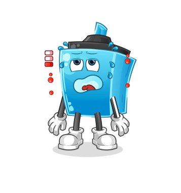 Kalem düşük batarya maskotu. çizgi film vektörü