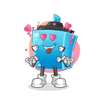 İşaretleyici kalem düşüşü aşk vektörü. çizgi film karakteri