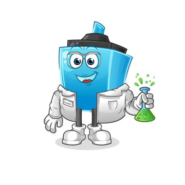 Keçeli kalem bilimci karakteri. çizgi film maskotu vektörü