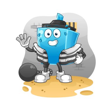 Kalem suçlusu hapiste. çizgi film karakteri