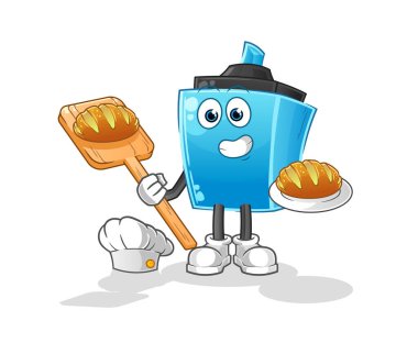 Kalem fırınında ekmek. çizgi film maskotu vektörü