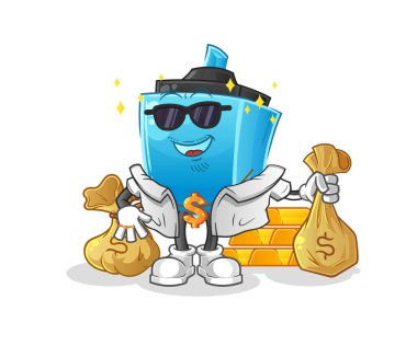 Keçeli kalem zengini. çizgi film maskotu vektörü