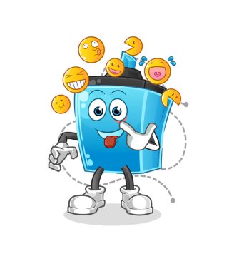 İşaretli kalem gülüşü ve alaycı karakter. çizgi film maskotu vektörü