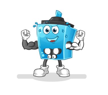 İşaretli kalem kaslı çizgi film. çizgi film maskotu vektörü