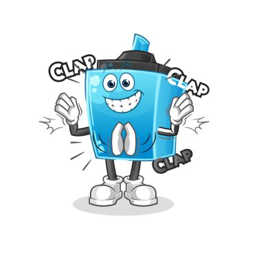 İşaretli kalem alkış illüstrasyonu. karakter vektörü