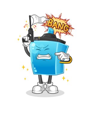 Kalem uyarı atışı maskotu. çizgi film vektörü