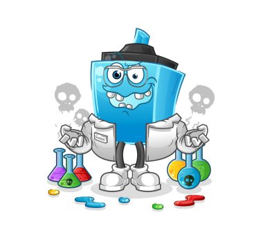 İşaretli kalem delisi bilim adamı illüstrasyonu. karakter vektörü