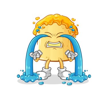 Ballı ekmek, ağlayan illüstrasyon. karakter vektörü