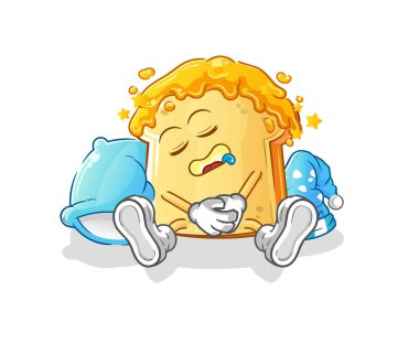 Uyuyan ballı ekmek. çizgi film maskotu vektörü