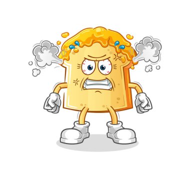 Ballı ekmek çok kızgın bir maskot. çizgi film vektörü