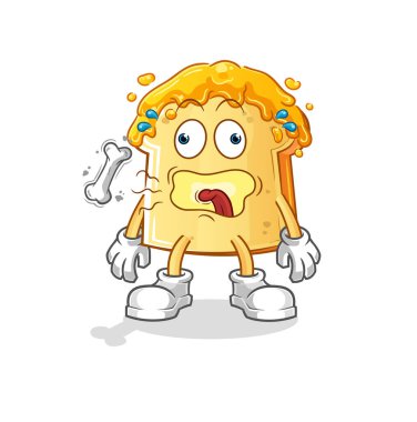 Ballı ekmek geğirme maskotu. çizgi film vektörü