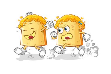 Ballı ekmek, kovalamaca çizgi filmi. çizgi film maskotu vektörü