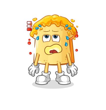 Ballı ekmek. Düşük bataryalı maskot. çizgi film vektörü