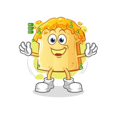 Ballı ekmek, batarya karakteri. çizgi film maskotu vektörü