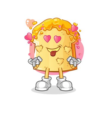 Bal dökülmüş ekmek aşk vektörü. çizgi film karakteri