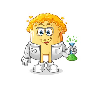 Bal bilimci karakterli ekmek. çizgi film maskotu vektörü