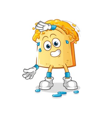 Bal esneten karakterli ekmek. çizgi film maskotu vektörü