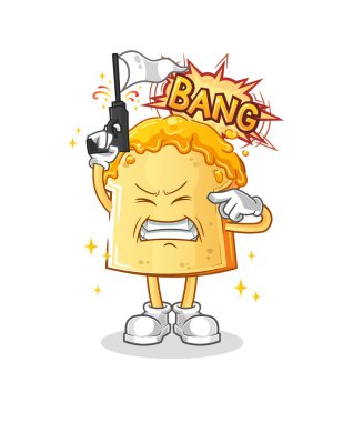 Ballı ekmek uyarı atışı maskotu. çizgi film vektörü