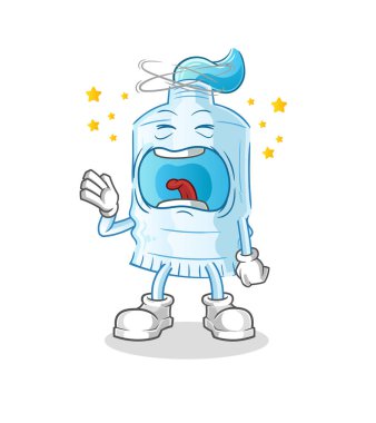 Diş macunu esneme karakteri. çizgi film maskotu vektörü