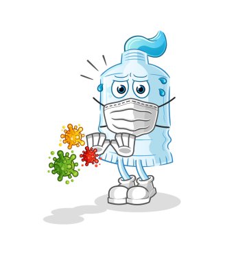 Diş macunu virüsleri reddeder. çizgi film maskotu vektörü