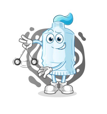 Diş macunu hipnotize edici çizgi film. çizgi film maskotu vektörü