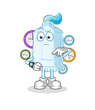 Kol saati çizgi filmiyle diş macunu. çizgi film maskotu vektörü