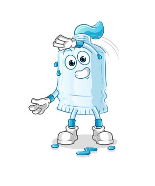 Diş macunu germe karakteri. çizgi film maskotu vektörü