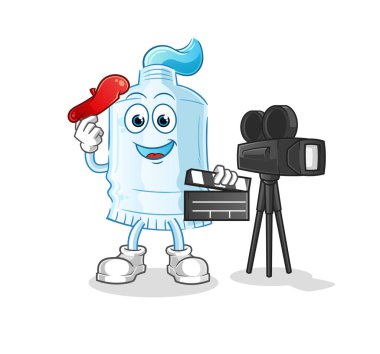 Diş macunu direktörü maskotu. çizgi film vektörü