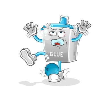 Bowling çizgi filmiyle Hiten yapıştırıcı. çizgi film maskotu vektörü