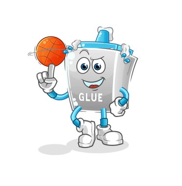 Tutkal, basket topu maskotu. çizgi film vektörü