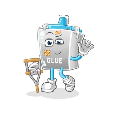 Topallayan sopayla yapıştırıcı hastası. çizgi film maskotu vektörü