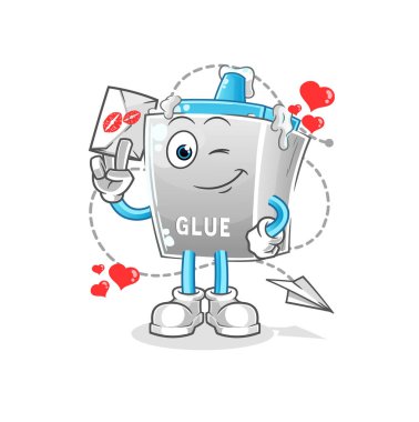 Tutkal, aşk mektubu illüstrasyonu. karakter vektörü