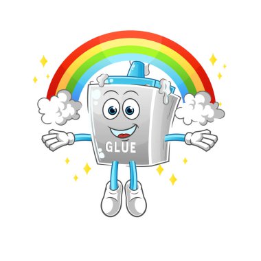 Gökkuşaklı yapıştırıcı. çizgi film vektörü