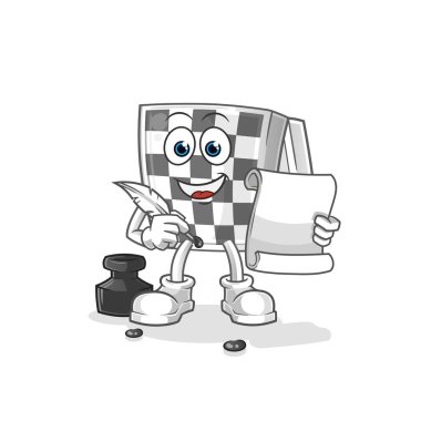 Satranç tahtası yazar vektörü. çizgi film karakteri