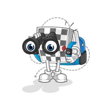 Dürbünlü satranç tahtası. çizgi film maskotu vektörü