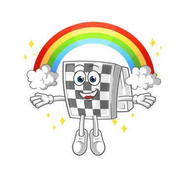 Gökkuşaklı satranç tahtası. çizgi film vektörü