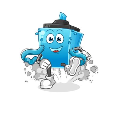 İşaretleyici kalem koşucusu karakteri. çizgi film maskotu vektörü