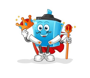 İşaretleyici kalem kral vektörü. çizgi film karakteri