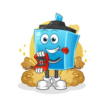 İşaretli kalem yüzükle teklif et. çizgi film maskotu vektörü