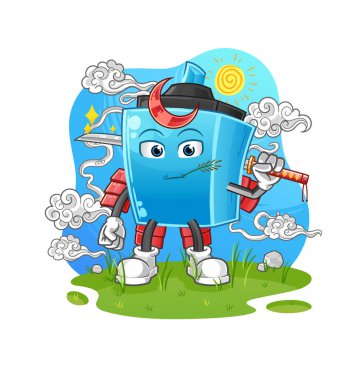 İşaretli kalem samuray çizgi filmi. çizgi film maskotu vektörü