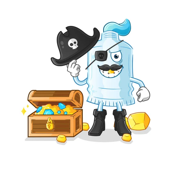 Toothpaste Pirate Treasure Mascot Cartoon Vector — Stock Vector