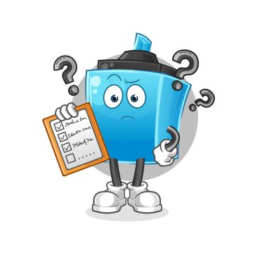 İşaretleyici kalem çizelgesi listesi vektörü. çizgi film karakteri