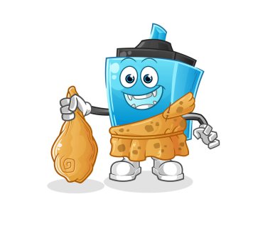 İşaretli kalem antik karikatür. çizgi film maskotu vektörü