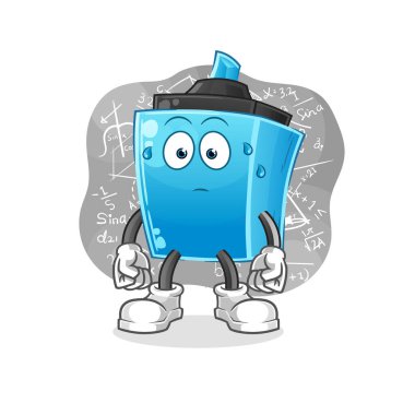 İşaretli kalem sert vektör düşünüyor. çizgi film karakteri