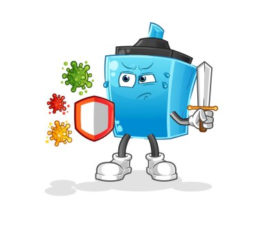 Virüs çizgi filmine karşı işaretleyici kalem. çizgi film maskotu vektörü