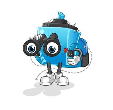 Dürbün karakterli işaret kalemi. çizgi film maskotu vektörü