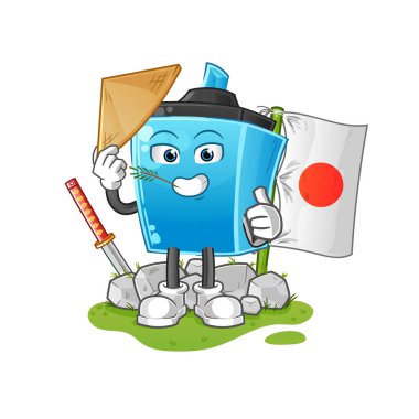 İşaretli kalem Japonca vektörü. çizgi film karakteri