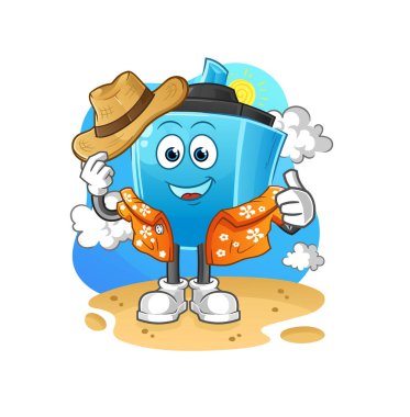 İşaretli kalem tatile gider. çizgi film maskotu vektörü